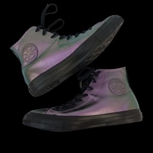 Chuck Taylor All Star Leather Metallic Purple Women's Hightop Shoes